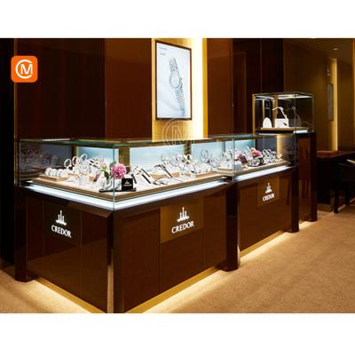 China Luxury High End Custom Modern Wooden Glass Watch Display Showcase for sale