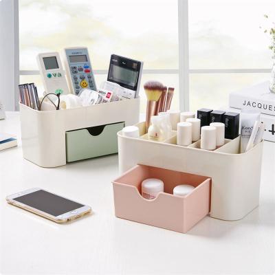 China Viable Cosmetic Plastic Desktop Finishing With Small Drawer Multifunctional Jewelry Skin Care Product Storage Box for sale