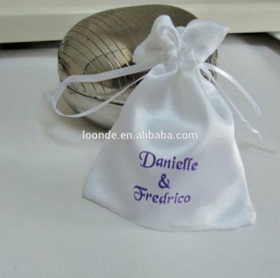 China BIODEGRADABLE Custom White Satin Packaging Pouch Bag For Sweet Almonds Candy Wedding for sale