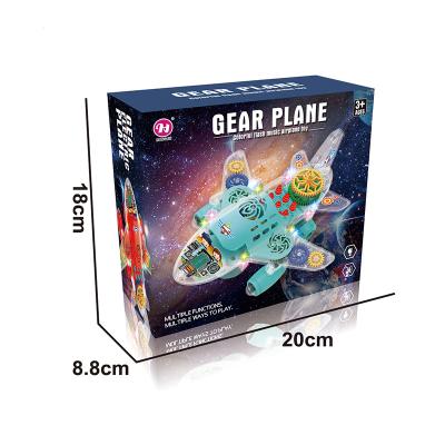 China Children Electric Universal New Transparent Gear Plane Flat Toys 20.00*8.80*18.00cm for sale