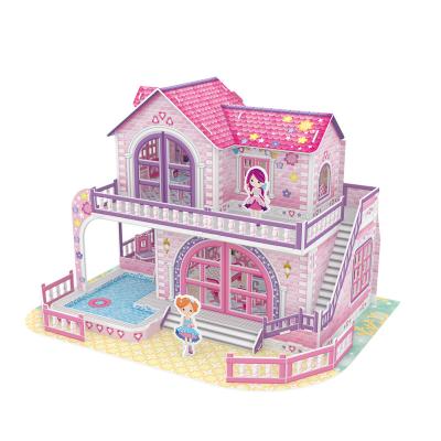 China 100% Eco-friendly soft nice 3D paper model puzzle building villa 3D house educational toys for sale