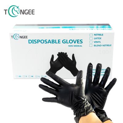 China Household Comfortable Black Elastic Powder Free Disposable Nitrile Gloves Safety Tops Synthetic Gloves for sale