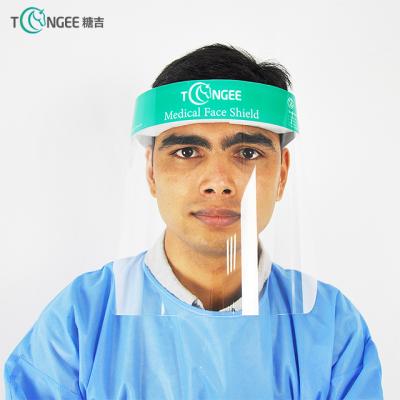 China Interesting Tongee Quality PET Full Safety Disposable Face Shield Sun Visors Anti Splash Medical Use Anti Fog Medical Use for sale