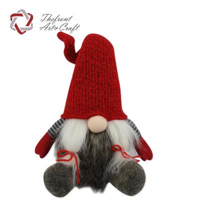 China Christmas Decoration Factory Direct Sale White Beard Hat Red Knitted Christmas Felt Sitting Gnome for sale