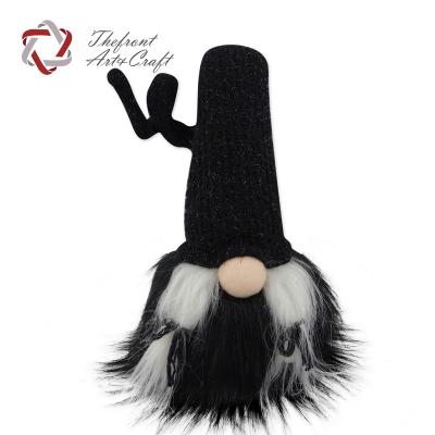 China Christmas decoration Hot selling black long hat grey beard christmas fabric table gnome for sale