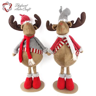 China Christmas Decoration Gray Dot Clothing Red Hat Toys Doll Stance Christmas Ornaments Reindeer Plush for sale