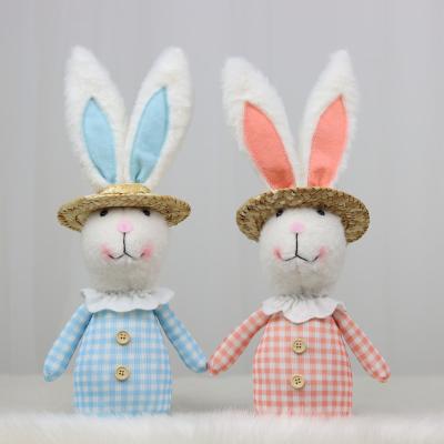 China Custom China Easter Decoration Rabbit Shelf Child Care Bunny Couple Ornament Holiday Gifts Figure Stuffed Bunny For Home Decor for sale