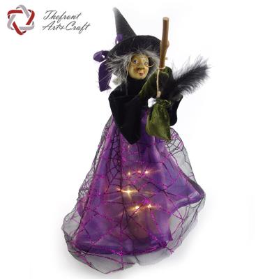 China Halloween Decoration China Manufacturer Modern Design Handmade Doll Cloth Witch With Light for sale