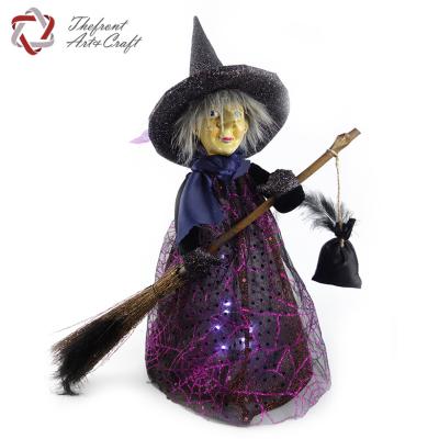 China Halloween Decoration China Hot Products Clothes Halloween Cloth Antique Purple Witch With Light for sale