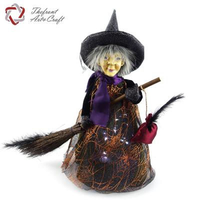 China Halloween Decoration Factory Wholesale Price Exquisite Black Hat Doll Clothes Halloween Cloth Purple Witch for sale