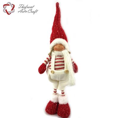 China Handmade Red Christmas Decoration Competitive Price Hat Cloth Doll Christmas Decor With White Scarf for sale