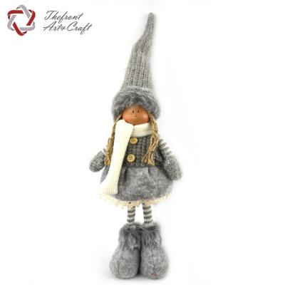 China Christmas Decoration China Manufacturer Cloth Standing Nordic Christmas Toys With Gray Hat for sale