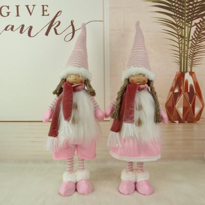 China Funny Cloth Xmas and Christmas Decoration Rose Hat Doll Wool Standing Ornaments for sale