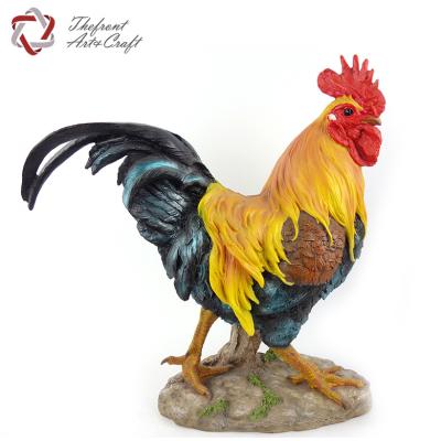 China Europe Home ornament animal figurine resin garden standing rooster statue for sale