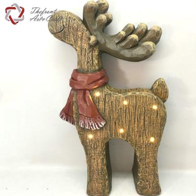 China Moose table decoration Red scarf cute table decoration led light christmas moose crafts for sale