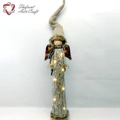 China Led Light Crafts Christmas Cloth Hat Cute Led Light Crafts Christmas Bark Angel With Wing for sale