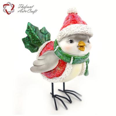 China Europe Best Selling Small Decoration Resin Bird Figurines With Metal Legs for sale