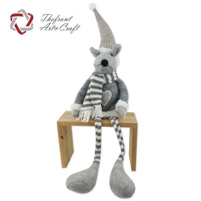 China Christmas Decoration Factory Customized Nordic Toys Gray Scarf Cloth Mouse Edge Babysitter Christmas Doll for sale