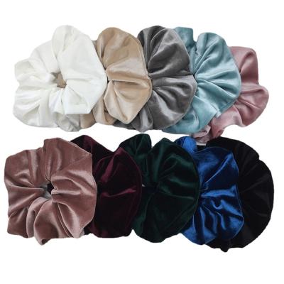 China Wholesale Fashionable Solid Color Women Elastic Hair Scrunchies Velvet Oversized Hair Band Elastic Hair Bands Hair Accessories for sale