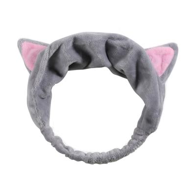 China Custom Cute Cartoon Soft Ear Velvet Spa Makeup Facial Headband For Women for sale