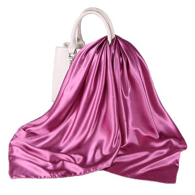 China Wholesale Soft Smooth Feeling Lady's Solid Color Silk Satin Shawl High-end Muslim Hijab Scarf For Women Girls for sale