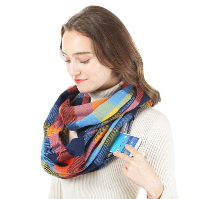 China New Arrival Eco-Friendly Infinity Scarf Wrap Scarf With Hidden Zipper Pocket, Travel Scarves for sale