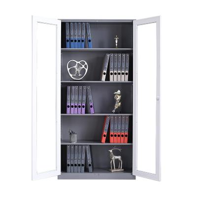 China OEM Modern Weatherproof Steel Waterproof Display Storage Filing Cabinet with 2 Swing Glass Doors for Office Home for sale