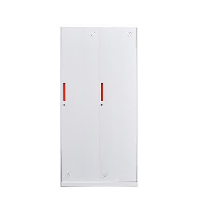 China Morden Customized High Quality Modern Steel Large 2 Door Storage Wardrobe Cabinet Lockers with Key for School Hospital Gym for sale