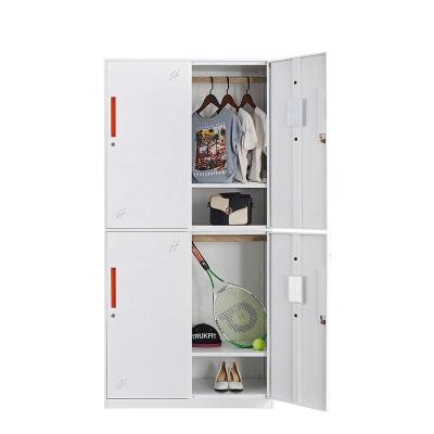 China Wholesale Durable Morden 4 Door Storage Wardrobe Cabinet Modern Steel Lockers with Key for Dorm School Gym for sale