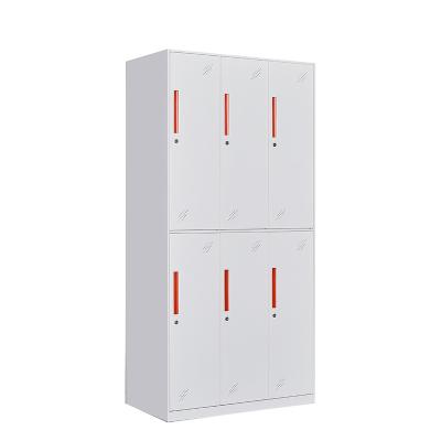 China Morden Wholesale Goods 6 Door Storage Wardrobe Cabinet Modern Steel Lockers with Key for Dorm School Gym for sale