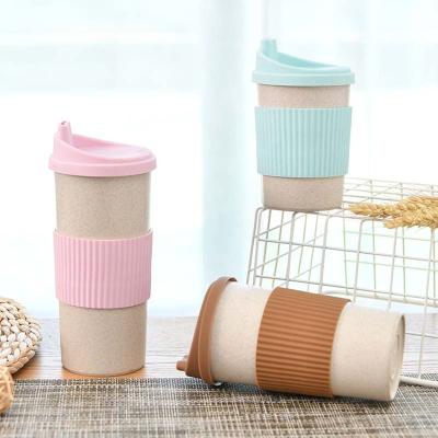 China Small Sustainable Portable Reusable Eco Friendly Travel Mug Wheat Straw Custom Mugs for sale