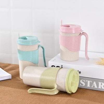 China 450ml Reusable Eco-friendly Bamboo Fiber Tea Coffee Cup Mug With Handle For Office And Home for sale