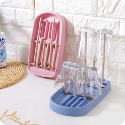 China Hot Selling Viable Wheat Straw Antibiotic Drainer Dryer Shelf Rack Drain Feeding Bottles Rack for sale