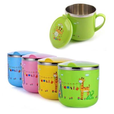 China 280ml Baby Kids Toddler Stainless Steel Viable Trainer Cup With Lid Kids Mug Cup Kids For Milk Coffee for sale