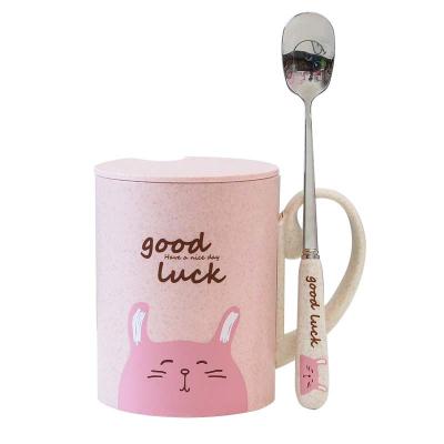 China Best Sustainable Selling Custom Eco-Friendly 450ml Coffee Mug With Spoon Cover Combination for sale