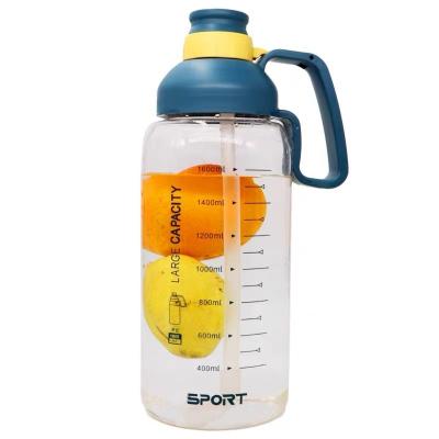 China Large Capacity 1800ml Sustainable Motivational Water Bottle With Marker BPA Free Sports 1.8L Gym Recycling Drinking Bottle With Handle for sale