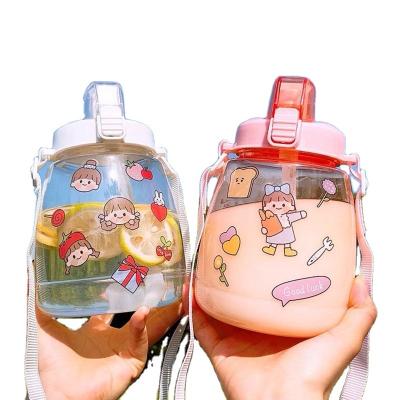 China Wholesale 43oz 1300ml Viable Kids Large Capacity Big Belly Outdoor Sports Plastic Water Bottle With Strap for sale