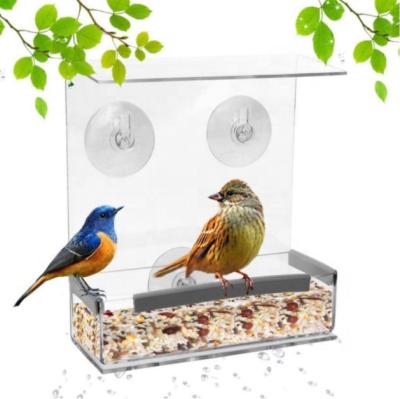 China Sustainable Acrylic Transparent Window Hanging Wild Bird Feeder With Strong Suction Cup for sale