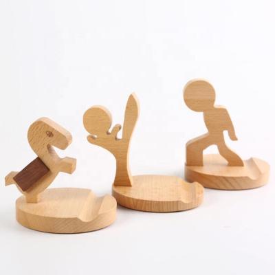 China Wholesale Cute Flexible Mobile Phone Holder Wooden Stand For Desktop for sale