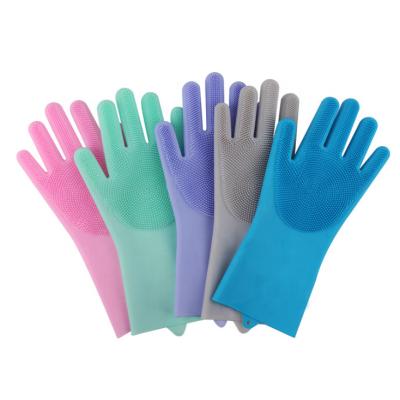 China 100% Eco-friendly/Flexible/Durable Custom Made Rubber Washing Cleaning Gloves Food Grade Silicone Brush Scrubber Magic Household Heat Resistant for sale