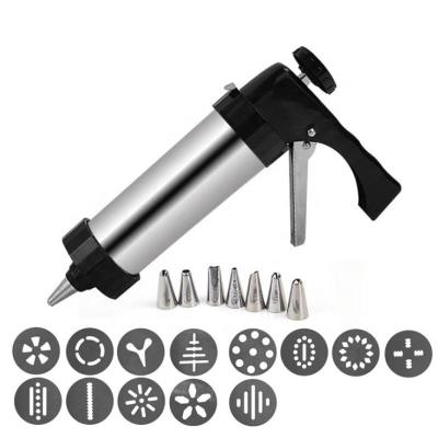 China Sustainable Wholesale Stainless Steel Cookie Decorating Gun Making Cookies Cake Tools With Nozzle Baking Kit Tools for sale