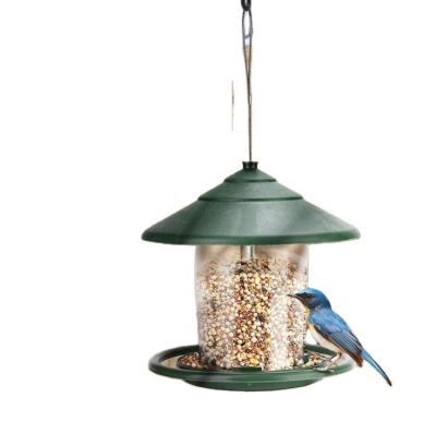 China Auto Plastic Outdoor Transparent Bird Feeder Large Hanging Wild Bird Feeder With Roof Hanging for sale