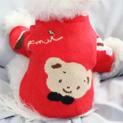 China Red small animal pet sweater puppy clothes autumn and winter general warm biped animal sweater poodle copy clothes XS-XL for sale