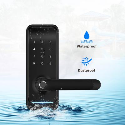 China maxkin TUYA WiFi zinc alloy waterproof door lock fingerprint lever door home lock for sale