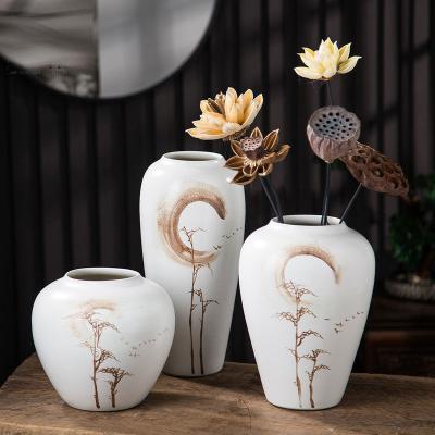 China Chinese Contemporary Nordic White Ceramic Vases Decoration Vase Long Porcelain Vases For Home Decor for sale