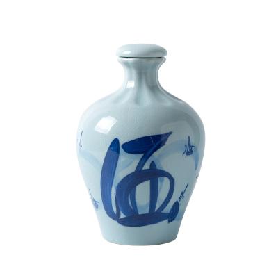 China Custom Ceramic Wine Bottle Beverage Bottle Japanese Ceramic Bottles Jars for sale