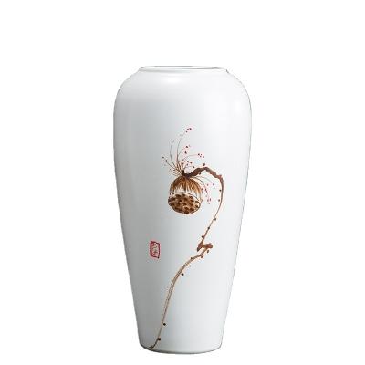 China Art Deco Ceramic Centerpiece Chinese Style Vases Home Decor Tall Vases Ceramic White Floor Vase for sale