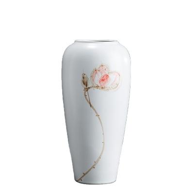 China Art Deco White Ceramic Vase Glazed Tall Vases For Art Clay Ceramic Vase Home Decor for sale