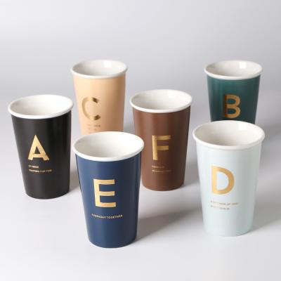 China Viable Modern Minimalist Nordic Matte English Letters Coffee Mug Without Handle Mugs Office Water Ceramic Cups Can Be Customized Logo for sale