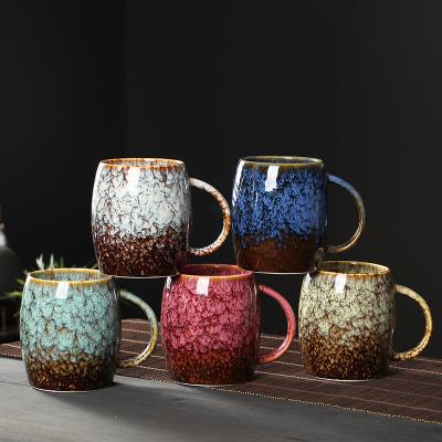 China Viable Creative Wholesale Oven Glazed Ceramic Mug Travel Coffee Mug Portable Handmade Mug for sale